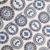 Bomuldsjersey - Blå tallerkner med hvid baggrund