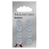 Milward Knap - 0148 - Lys blå blank - 12 mm - 8 stk