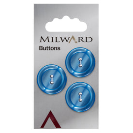 Milward Knap - 0163 - Blå blank - 21 mm - 3 stk