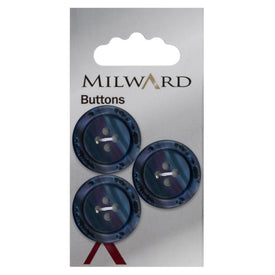 Milward Knap - 0168 - Blå/sort - 23 mm - 3 stk
