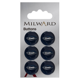 Milward Knap - 0172 - Sort/blå blank - 17 mm - 6 stk