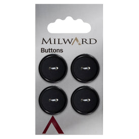 Milward Knap - 0179 - Sort - 19 mm - 4 stk