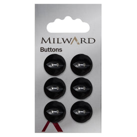 Milward Knap - 0198 - Sort - 17 mm - 6 stk