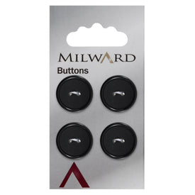 Milward Knap - 0200 - Sort - 19 mm - 4 stk