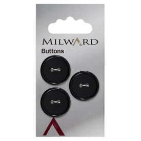 Milward Knap - 0201 - Sort - 22 mm - 3 stk