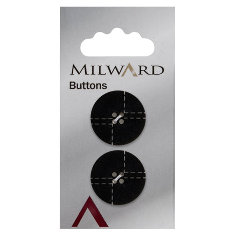 Milward Knap 0206 - sort streger-23 mm - 2 stk