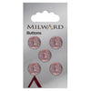 Milward Knap- 0377 - lyserød/glimmer - 13 mm - 5 stk