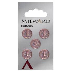 Milward Knap - 0377 - Lyserød/glimmer - 13 mm - 5 stk