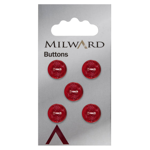 Milward Knap- 0386 - rød/blank- 13 mm - 5 stk