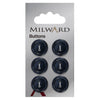 Milward Knap - 0428 - Sort/blå blank - 16 mm - 6 stk