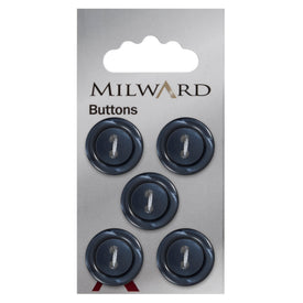 Milward Knap - 0429 - Blå/sort blank - 18 mm - 5 stk