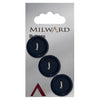 Milward Knap -0461- sort/riller-21 mm - 3 stk