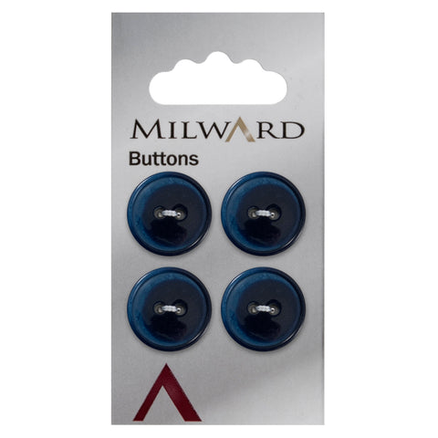 Milward Knap- 0465 - blå/glimmer- 18 mm - 4 stk