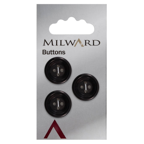 Milward Knap 0467 - sort rillet -19 mm - 3 stk