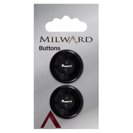 Milward Knap - 0469 - Sort rillet - 26 mm - 2 stk