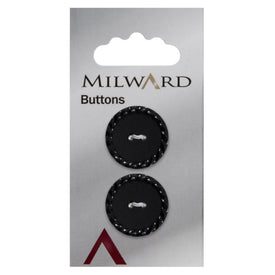 Milward Knap - 0486 - Sort/krone - 23 mm - 2 stk