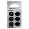 Milward Knap - 0549 - Sort - 15 mm - 6 stk