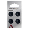 Milward Knap - 0967 - sort - 15 mm - 4 stk
