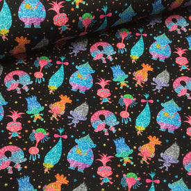 Rest - Bomuldsjersey - Tegnefilm - Trolls - Glitter - 100 cm