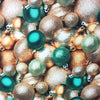 Bomuldsjersey - Jule kugler - guld og grønt