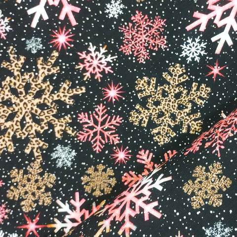 Bomuldsjersey - Juleinspireret princesse snowflakes