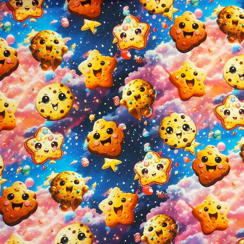 Bomuldsjersey - Farverige cookies