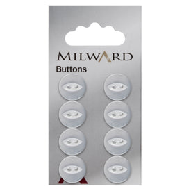 Milward Knap - 0003 - Hvid - 14 mm - 8 stk