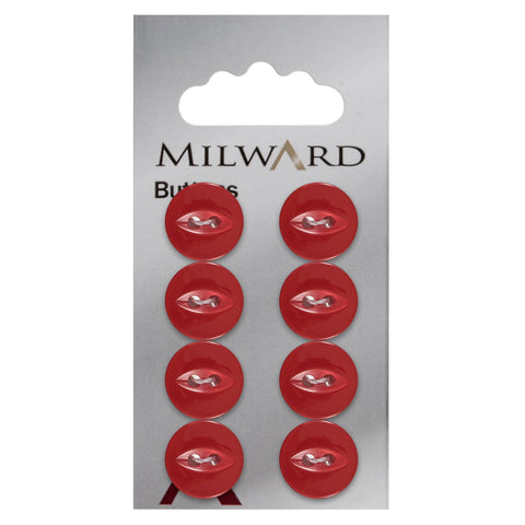 Milward Knap - 0100 - rød - 14 mm - 8 stk