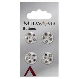 Milward Knap - 0877 - Transparent blomster - 15 mm - 4 stk