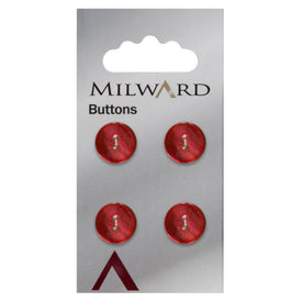 Milward Knap - 1099 - Rød - 13 mm - 4 stk